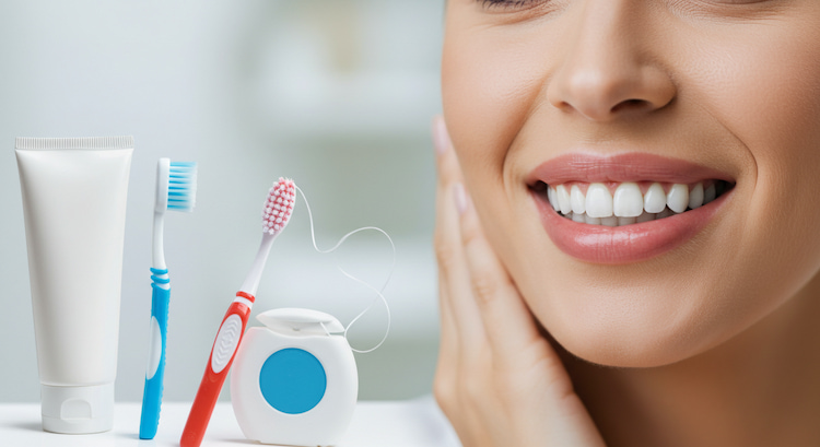 Care for veneers by oral hygiene products