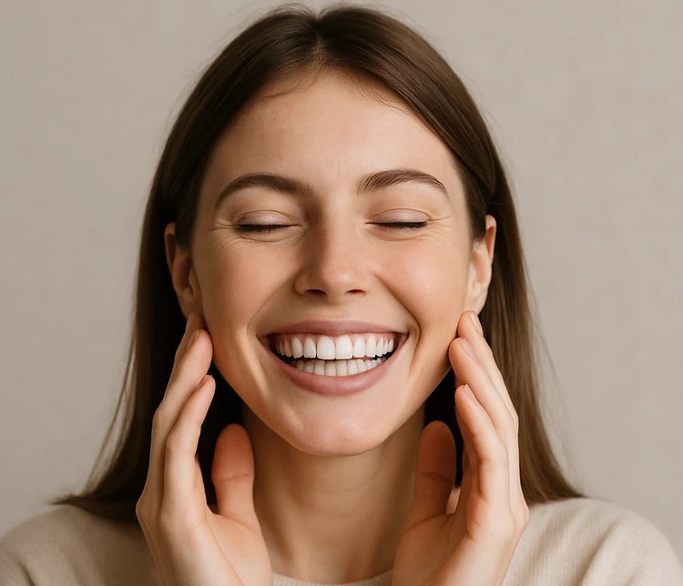A picture of lady smiling and enjoying the Psychological Benefits of Cosmetic Dentistry