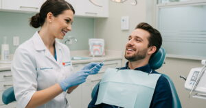 a dentist is explaining for a patient if the CDCP covers root canals and crowns.